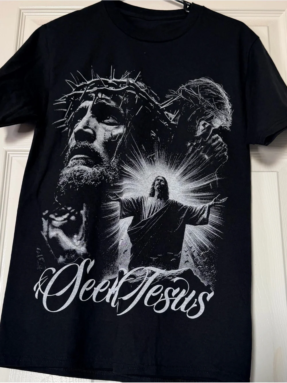 Seek Jesus Black Graphic Tee - Religious Men's Shirt